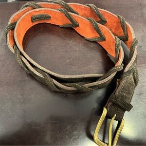 J. Crew Dark Brown and Orange Suede Braided Belt